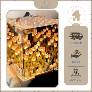 Đèn Ngủ LED Hoa Tulip Để Bàn Kích Thước 12x12cm Tráng Gương Handmade Quà Tặng Sinh Nhật – MADORA DECOR