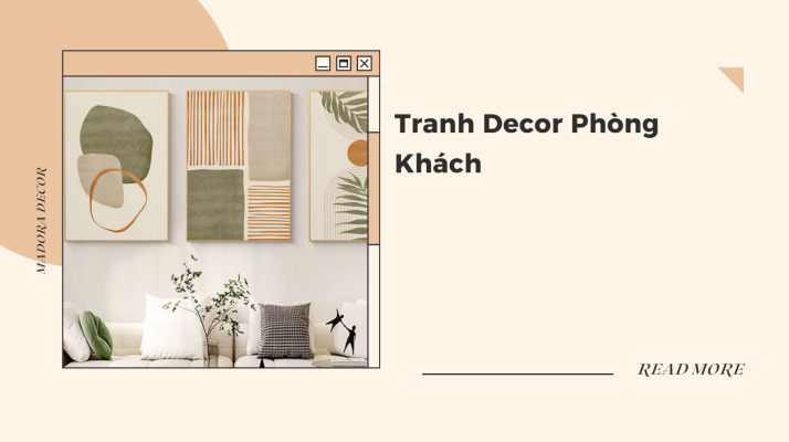 Hình ảnh tranh decor phòng khách tươi sáng