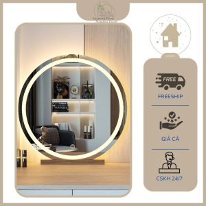 Gương Bàn Trang Điểm Có Led Cảm Ứng 3 Màu Tặng Kèm Đế Gỗ