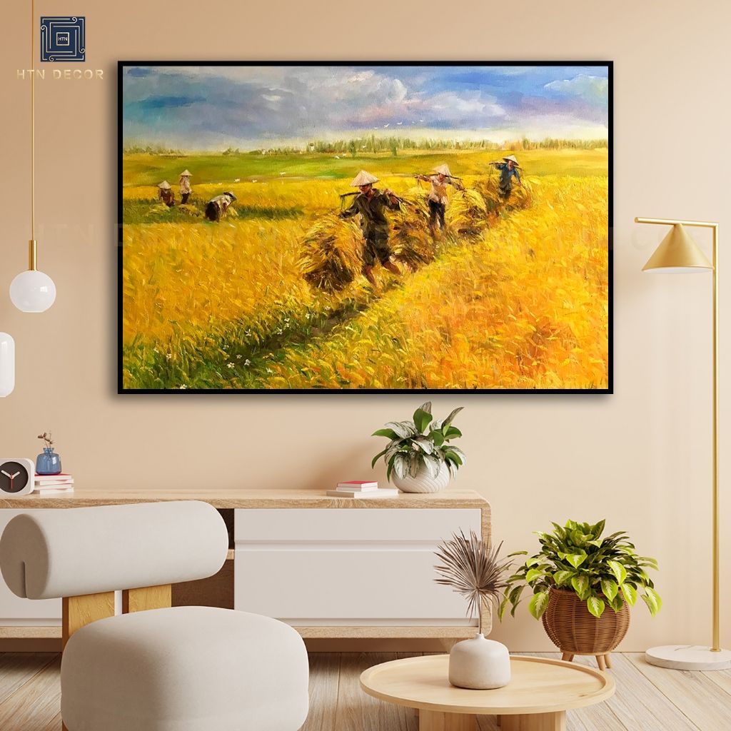 Tranh Sơn Dầu Làng Quê, Tranh Decor, Tranh Canvas Treo Tường Trang Trí Phòng Khách, Nhà Hàng, Coffee - Ảnh 3