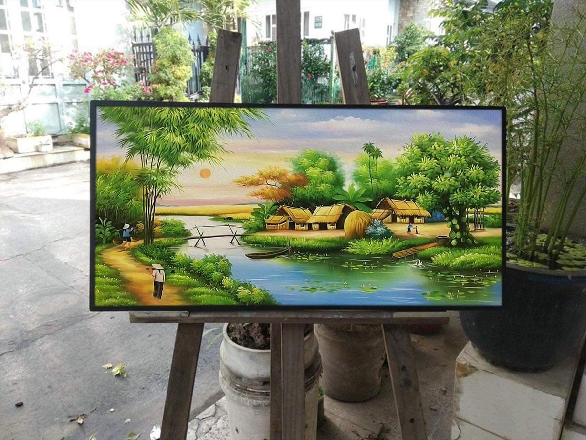 Tranh Sơn Dầu Làng Quê, Tranh Decor, Tranh Canvas Treo Tường Trang Trí Phòng Khách, Nhà Hàng, Coffee - Ảnh 4