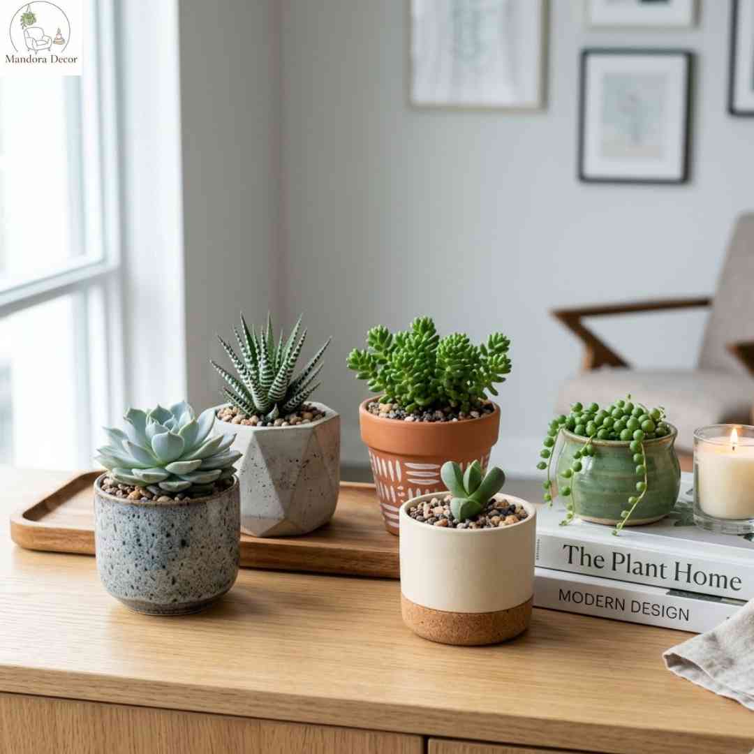 Chậu cây mini decor với sen đá đẹp
