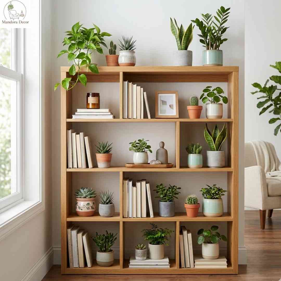 Chậu cây mini decor trang trí kệ sách